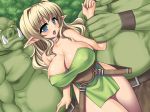 4:3_aspect_ratio belt blonde_hair breasts cleavage elf elf_female fat_male female_elf game_cg haramase_bakunyuu_elf_~orc_hen~_(game) huge_breasts imminent_impregnation imminent_rape impregnated_big_breasts_elf_-_the_orc_story_(game) orc orc_(species) orc_male shiny_skin short_skirt threesome video_game_character video_games wizard_(artist) wrist_grab