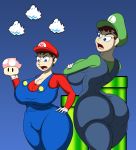 ass big_ass big_breasts breasts genderswap luigi mario super_mario_bros. tomkat96