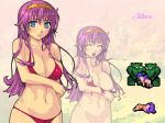  1girl 2boys 4:3_aspect_ratio asamiya_athena athena_(series) bikini blush breasts cleavage clothing double_penetration female group group_sex hetero large_breasts long_hair male mmf_threesome multiple_boys multiple_penises multiple_views nipples open_mouth oral orc penis pixel_art princess_athena purple_hair red_bikini red_swimsuit sex snk solo_focus spitroast swimsuit threesome torn_clothes yoko_juusuke zoom_layer 