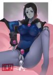 10hmugen big_breasts black_hair breasts cloak covered_breasts covered_nipples cum cum_in_pussy dc dc_comics erect_nipples gauntlets gloves grey_skin justice_league_vs._teen_titans large_breasts legs nipples purple_eyes pussy raven_(dc) semen short_hair spread_legs teen_titans thighs vagina