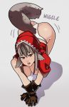  ass ass_shake begging big_ass big_breasts breasts brown_eyes fire_emblem fire_emblem_fates fire_emblem_if gloves grey_hair half_animal huge_breasts knees open_mouth panties splashbrush tail velour velouria wiggle 