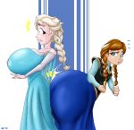 alanes_(artist) anna_(frozen) ass big_ass big_breasts breasts butt_bump clothed_female elsa elsa_(frozen) frozen_(movie) huge_ass huge_breasts sisters