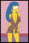 big_breasts blue_hair breasts croc_(artist) hair marge_simpson nipples the_simpsons yellow_skin