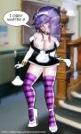 big_breasts bimbofication breasts earrings erect_nipples femsub gloves hair happy_trance high_heels huge_breasts maid mizore_shirayuki nipples open_clothes opera_gloves panties pov purple_hair rosario_to_vampire sandybelldf spiral_eyes studded_collar text thighhighs underwear