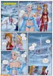 3_girls 3girls anna_(frozen) breasts castle comic crown disney elbow_gloves elsa erect_nipples frozen_(movie) grimphantom mountains multiple_girls rapunzel snow stockings tangled winter