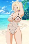 1girl big_breasts blackangel014 breasts female_only fishnet fishnet_bodysuit fishnet_swimsuit naruto nipples one-piece_swimsuit pervyangel pussy swimsuit transparent tsunade