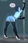 ass cortana english_text sinner_(artist) solo stripper_pole text