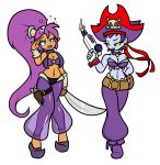  big_breasts breasts chaoscroc chaoscroc_(artist) chaosoverlordz_(colorist) cleavage dark_skin genie gun happy_trance pirate ray_gun raygun risky_boots saluting shantae shantae_(character) sword tech_control weapon 