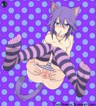 animal_ears big_breasts blue_eyes breasts cat_girl lollipop mizore_shirayuki nipples purple_hair pussy rosario_to_vampire spread_legs spread_pussy twoderrick twoderrick_(artist)