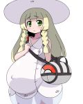 0k0j0 big_breasts blonde_hair breasts green_eyes lillie lillie_(pokemon) nintendo pokemon pokemon_sm pregnant