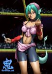  big_breasts breasts cameltoe catthouse_studios dark_skin green_hair juri_(yu_yu_hakusho) nipples oni_(artist) purple_eyes tail yu_yu_hakusho 