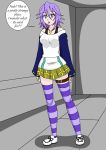 big_breasts blue_eyes breasts comic female kobi94_(artist) lollipop mizore_shirayuki purple_hair rosario_to_vampire solo speech_bubble text transformation