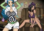  black_hair blue_hair breasts dancing female_only femdom femsub hair happy_trance hypnotic_breasts large_breasts long_hair nefertari_vivi nico_robin one_piece shadako26 short_hair 