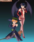  2girls amagi_yukiko atlus big_breasts breasts chie_satonaka cleavage cosplay halloween persona persona_4 reit satonaka_chie succubus witch yukiko_amagi 