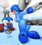 1girl anal anal_insertion anal_penetration android armor ass blue_eyes blush bodysuit bondage breasts capcom electricity female genderswap helmet machine megaman megaman_(character) neocoill object_insertion recharging restrained robot rockman rockman_(character) rockman_(classic) skin_tight solo_focus sweat thomas_light vaginal_insertion vaginal_penetration