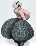 1girl ai_generated ass big_ass big_breasts breasts flare_pants forbidden_pants gigantic_ass gigantic_breasts huge_ass huge_breasts nier:_automata nier_(series) platinum_games square_enix xemy yorha_2b yorha_no._2_type_b