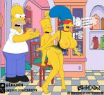  angry_face bart_simpson big_ass big_breasts blindfold blue_hair cheating_wife commission doggy_position ekk00n enjoying_sex from_behind from_behind_position homer_simpson kitchen marge_simpson milf on_chair patreon pleasure_face the_simpsons topless_female yellow_skin 