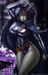 big_breasts breasts dc_comics dcau glowing_eyes rain raven_(dc) teen teen_titans wilko