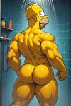 ass homer_simpson male_only muscular shower sloppyai the_simpsons