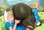  1boy 1girl adventure_time ai_generated ass_grab bare_thighs big_ass blonde_hair blush crossover elf elf_ears elf_female embarrassed fat_ass finn_the_human gigantic_ass gigantic_breasts green_eyes hexaru huge_breasts huge_thighs light-skinned_female light-skinned_male light_skin looking_at_viewer looking_back massive_ass massive_breasts princess_zelda short_hair squatting sweat sweatdrop the_legend_of_zelda the_legend_of_zelda:_breath_of_the_wild thick_body thick_female thick_thighs thighs voluptuous voluptuous_female zelda_(breath_of_the_wild) 