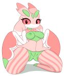  &lt;3 &lt;3_eyes 1girl 1girl 2018 areola breasts digital_media_(artwork) eyelashes looking_at_viewer lurantis nintendo nipples pinkcappachino pok&eacute;mon pok&eacute;mon_(species) pussy simple_background smile video_games white_background 