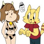  1female 1girl 1male bikini breasts brubs bucketaroo cow_bell cow_girl cow_horns cow_print cow_print_bikini eusouodd male sketch youtube youtuber 