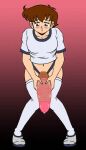  bloomers brown_eyes brown_hair condom condom_on_penis cum_in_condom futanari gif leuke1110 masturbation original 