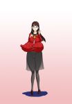 ahemaru amagi_yukiko breasts gigantic_breasts glasses henriiku_(ahemaru) holding_glasses huge_breasts long_breasts persona persona_4 see-through skirt smile stockings sweater thong