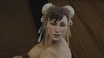 16:9 16:9_aspect_ratio 3d bare_shoulders big_breasts big_breasts blush blush breasts breasts breasts brown_hair chun-li cum cum_on_face erect_nipples female_focus looking_at_viewer looking_pleasured nipples semen semen_on_face shoulders street_fighter video_game video_game_character video_game_franchise
