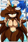 1boy 1girl big_breasts brown_hair dsaiandrew fan_character huge_breasts oc sega sonic_oc sonic_the_hedgehog_(series) thick_thighs wide_hips
