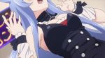  16:9_aspect_ratio 1girl big_breasts blue_hair blush bouncing_breasts breasts cleavage cosplay decensored gif gif large_filesize light-skinned long_hair maken-ki! maken-ki!_two mondaiji-tachi_ga_isekai_kara_kuru_sou_desu_yo? navel nipples nude uncensored wardrobe_malfunction 