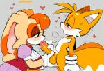 1boy 1girl ai_assisted ai_generated blue_eyes blush brown_eyes dlewdedai erection fellatio furry furry_female gloves gray_background miles_"tails"_prower milf oral_sex sega simple_background sonic_the_hedgehog_(series) sucking_penis tails_the_fox testicles vanilla_the_rabbit veiny_penis yellow_fur 