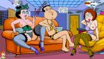  american_dad breasts corset crossover erect_nipples erection_under_clothes family_guy glasses glenn_quagmire hayley_smith meg_griffin norm panties stockings thighs 