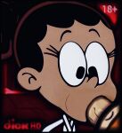  18+ 1boy 1girl afro background_character big_penis black_hair blurry_background brown_hair brown_skin clothed_sex deepthroat dry_sucking ears ears_up edit eyelashes facefuck fellatio hd karate_girl lincoln_loud logo looking_at_penis nick_hd nickelodeon orange_shirt parody penis_in_mouth red_background shocked_expression small_penis smaller_male sucking_penis the_loud_house tiny_penis white_uniform 
