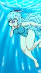  1girl breathhold breathplay female mejiro_ardan_(umamusume) solo swimsuit swimwear umamusume underwater uwliz 