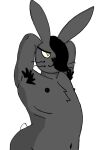  1nonbinary ambiguous_gender armpit_hair arms_behind_back black_hair chest_hair flat_chested furry goth grey_fur hair_over_one_eye lagomorph lgbt nonbinary nonbinary_(lore) original_character rabbit small_breasts trans_(lore) yellow_eyes 