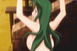  1boy 1girl ass big_breasts black_legwear breasts circlet gif green_eyes green_hair hair long_hair maris_amaryllis rance rance_(series) rance_01 stockings vaginal 