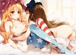 2girls :d american_flag_legwear anus ass bed blonde bloomers bloomers_pull blue_eyes blush breast_grab breasts brown_eyes brown_hair censored clownpiece frown groping hair hat headgear high_resolution in_profile jester_cap ke-ta long_hair lying multiple_girls nipple_tweak nipples no_shoes open_mouth pantyhose pettanko pussy red_eyes ribbon scan small_breasts smile star_sapphire topless touhou underwear very_high_resolution yuri