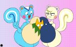  animal_crossing blue_fur blush busty_boy femboy filbert_(animal_crossing) furry huge_breasts male marshal_(animal_crossing) murontis2001 murray_(thatdawgmurray) nintendo rodent squirrel squish squished_breasts thatdawgmurray thick_thighs trio white_fur wide_eyed yellow_fur 