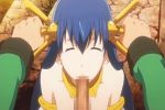  1boy 1girl blue_eyes blue_hair fellatio gif hair lia_parapara_leazas open_mouth oral rance rance_(series) rance_01 