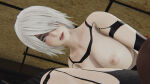 16:9 16:9_aspect_ratio 3d big_breasts big_breasts big_breasts blush blush breasts breasts breasts erect_nipples female_focus indoors looking_at_viewer mole_under_mouth nier nier:_automata nier_(series) nipples open_eyes open_mouth shoulders video_game video_game_character video_game_franchise white_hair