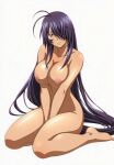 ai_generated black_hair breasts dark_skin ikkitousen kanu_unchou long_hair nipples nude sitting