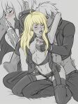  1boy 1girl ai_generated big_ass big_breasts blonde_hair brother_and_sister cowgirl_position cum_on_breasts dark-skinned_male female_moaning grey_eyes hentai k&lsquo; k&lsquo;_(kof) king_of_fighters lisa lisa_(akof) lisa_mimi m.u.g.e.n paizuri pale-skinned_female pixiv purple_hair pussy riffsandskulls sex snk yukino_memories 