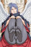 exposed_pussy konan legs_up lying lying_on_bed manga_style naruto naruto_shippuden smile soles tagme