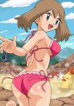  1girl alternate_costume arm art ass babe back bare_back bare_legs bare_shoulders bath bathing big_breasts bikini blue_eyes blush breasts brown_hair closed_eyes cloud combusken corphish deviantart erodriguez199698 female hair haruka_(pokemon) large_breasts legs long_hair lucario may midriff nintendo onsen pink_bikini pink_swimsuit pokemoa pokemon pokemon_(anime) pokemon_(game) red_bikini running shiny shiny_skin side-tie_bikini sitting sky soara submerged swimsuit water 