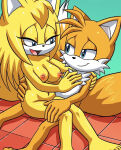  1boy 1girl ai_generated anthro anthro_on_anthro bbmbbf bedroom_eyes blue_eyes boomerang_(tv_network) breasts canid canine canis canon_couple cartoon_network comic comic_page duo female fox hand_on_chest intraspecies male male/female mammal miles_"tails"_prower miles_tails_prower mobius_unleashed naked_anthro naked_female naked_male navel nipples nude nude_anthro nude_female nude_filter nude_male open_mouth orange_body orange_fur palcomix romantic romantic_couple sega sex sitting sitting_on_lap smile sonic_(series) sonic_boom sonic_the_hedgehog_(series) tails tails_the_fox video_games yellow_body yellow_fur zooey_the_fox 