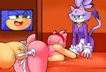 1girl amy_rose anthro blaze_the_cat cat dreamcastzx1 feline furry hedgehogs huge_penis male male/female mammal penis pussy sega sonic_the_hedgehog viktor2