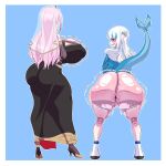 2_girls ass big_ass big_breasts breasts de_kurayami gawr_gura hololive huge_ass huge_breasts mori_calliope