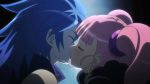 1boy 1girl amara_(captain_earth) anime babe blue_hair captain_earth choker closed_eyes couple earrings jewelry kissing long_hair love moco_(captain_earth) pink_hair twin_tails