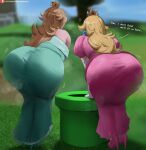 2_girls 2girls bent_over big_breasts blonde_hair blue_eyes bubble_butt cleavage doggy_position horny inviting_to_sex mario_(series) mario_bros oroborus pose princess_peach princess_rosalina rosalina rosalina_(mario) rosalina_(mario_galaxy) standing super_mario_bros. teasing thick_thighs